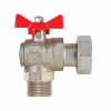 Кран шаровой 1/2"х3/4" НР/Нак.гайка, бабочка, угловой, лат.никел., VALTEC