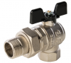 Кран шаровой DN 20 3/4" ВР/НР (американка), бабочка, угловой, лат.никел., STOUT