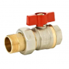 Кран шаровой DN 32 1 1/4" ВР/НР (американка), бабочка, лат.никел., Ридан BVR-FR