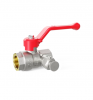 Кран шаровой DN 15 1/2" ВР/ВР, со спускным клапаном, рычаг красный, лат.никел., LD