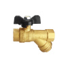 Кран шаровой DN 20 3/4" ВР/ВР, с фильтром (косой), бабочка, латунь, Remsan