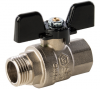 Кран шаровой DN 15 1/2" ВР/НР, бабочка, лат.никел., STOUT