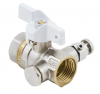 Кран шаровой DN 15 1/2" ВР/ВР, со спускным клапаном, бабочка, лат.никел., Aquasfera 1133-01