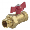 Кран шаровой DN 15 1/2" ВР/НР (американка), бабочка, латунный, Dist