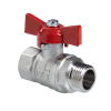 Кран шаровой DN 20 3/4" ВР/НР, бабочка, лат. никел. VALTEC СТАНДАРТ PN40 (ГОСТ)