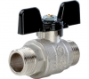 Кран шаровой DN 15 1/2" НР/НР, бабочка, лат.никел., STOUT