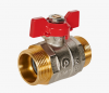 Кран шаровой DN 32 1 1/4" НР/НР, бабочка, лат.никел., Rommer