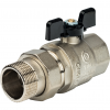 Кран шаровой DN 32 1 1/4" ВР/НР (американка), бабочка, лат.никел., STOUT