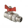 Кран шаровой DN 15 1/2" ВР/НР (американка), бабочка, лат.никел., VALTEC BASE VT.227.N.04