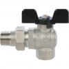 Кран шаровой DN 15 1/2" ВР/НР (американка), бабочка, угловой, лат.никел., STOUT