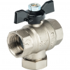 Кран шаровой DN 20 3/4" ВР/ВР, с фильтром (прямой), бабочка, лат.никел., STOUT