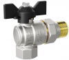 Кран шаровой DN 15 1/2" ВР/НР (американка), бабочка, угловой, лат.никел.,, LD Pride 47.206.15