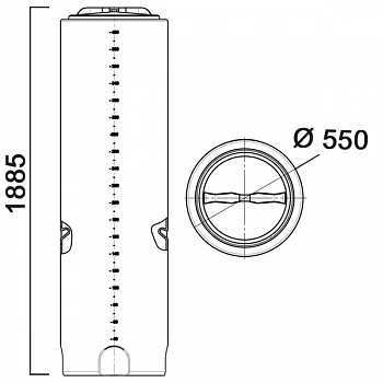   Ёмкость цилиндрическая вертик., V=405л, 550х1885мм (DхН), Dгорл.-380мм, цвет черный, серия ВФК2, АНИОН 2