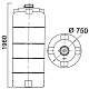   Ёмкость цилиндрическая вертик., V=780л, 750х1960мм (DхН), Dгорл.-150мм, цвет черный, серия ВК, АНИОН  2